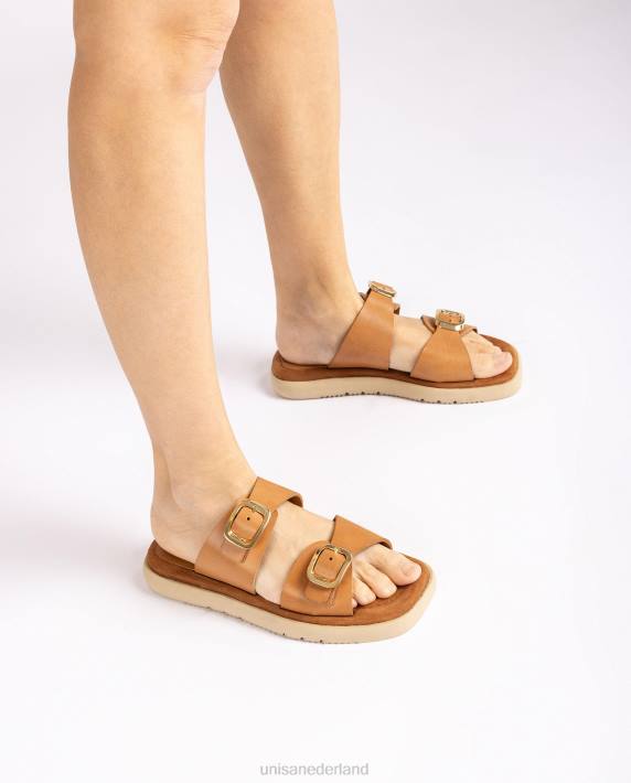 Unisa 02B099 platte sandaal met dubbele gesp vrouwen bevallig