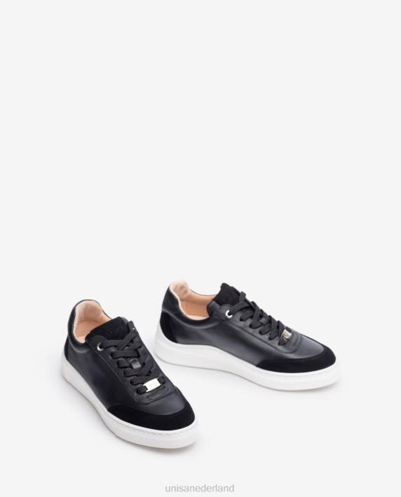 Unisa 02B01239 sneakers met contrasterende teen en hak vrouwen zwart