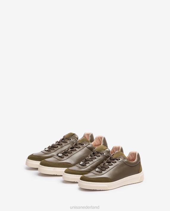 Unisa 02B01244 sneakers met contrasterende teen en hak vrouwen groente