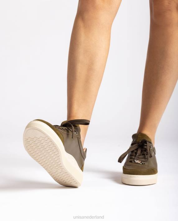 Unisa 02B01244 sneakers met contrasterende teen en hak vrouwen groente