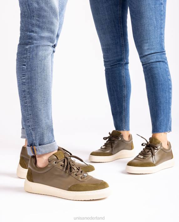 Unisa 02B01244 sneakers met contrasterende teen en hak vrouwen groente
