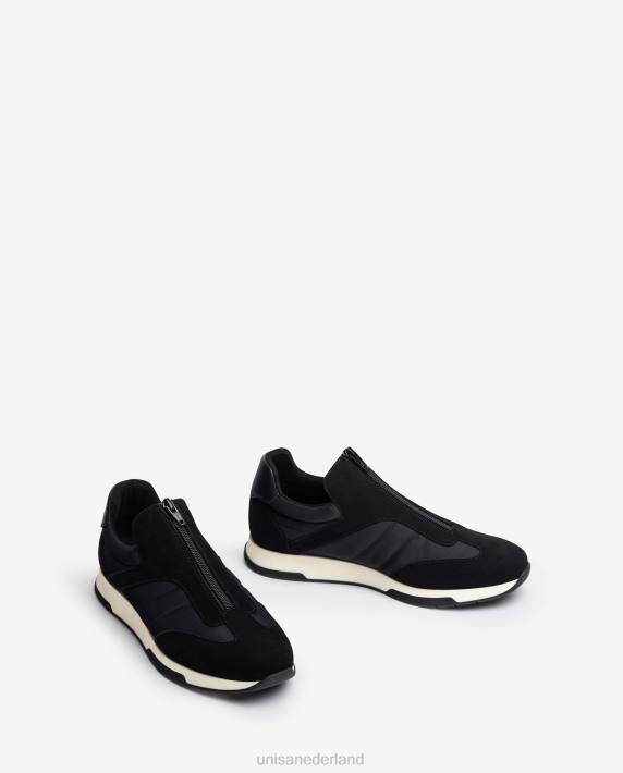 Unisa 02B01286 suède sneakers neopreen sok kinderen zwart