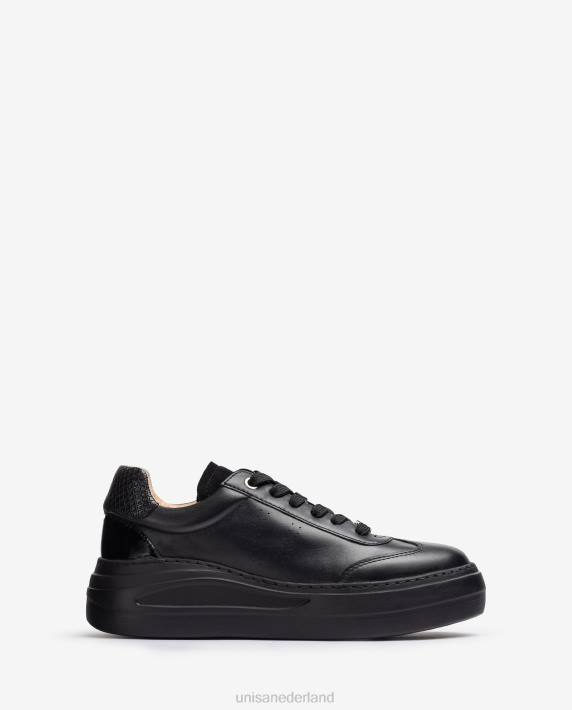 Unisa 02B01292 leren sportschoen met maxizool vrouwen zwart