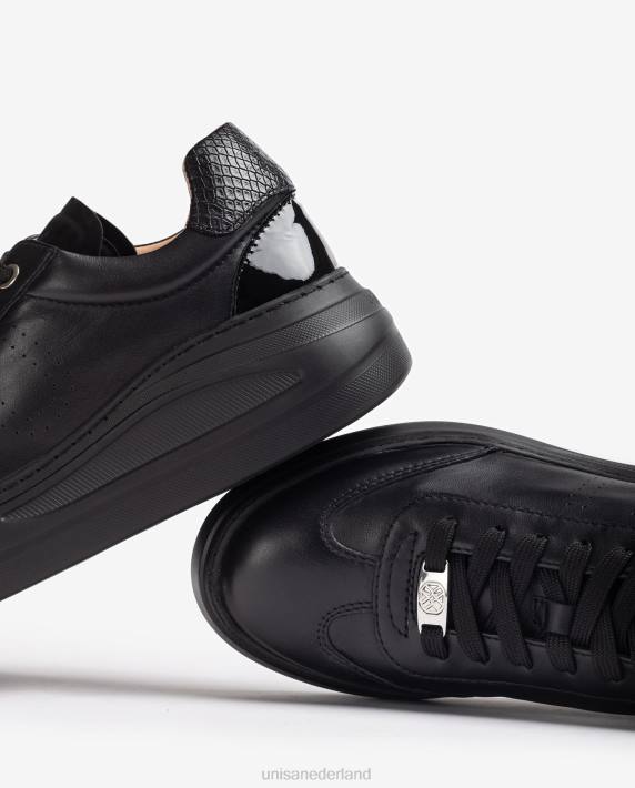 Unisa 02B01292 leren sportschoen met maxizool vrouwen zwart