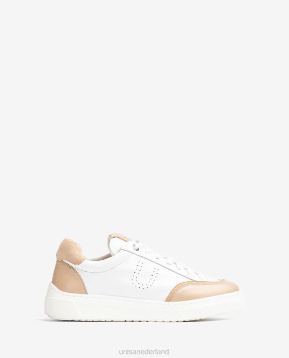 Unisa 02B0649 sneaker met contrasterende teen en hak vrouwen wit