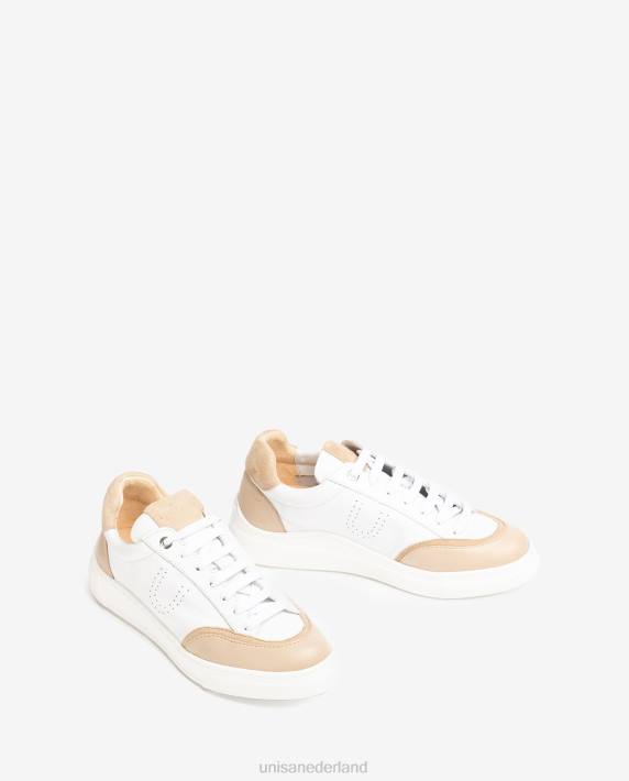 Unisa 02B0649 sneaker met contrasterende teen en hak vrouwen wit
