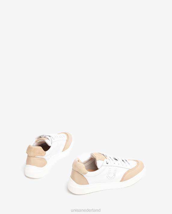 Unisa 02B0649 sneaker met contrasterende teen en hak vrouwen wit