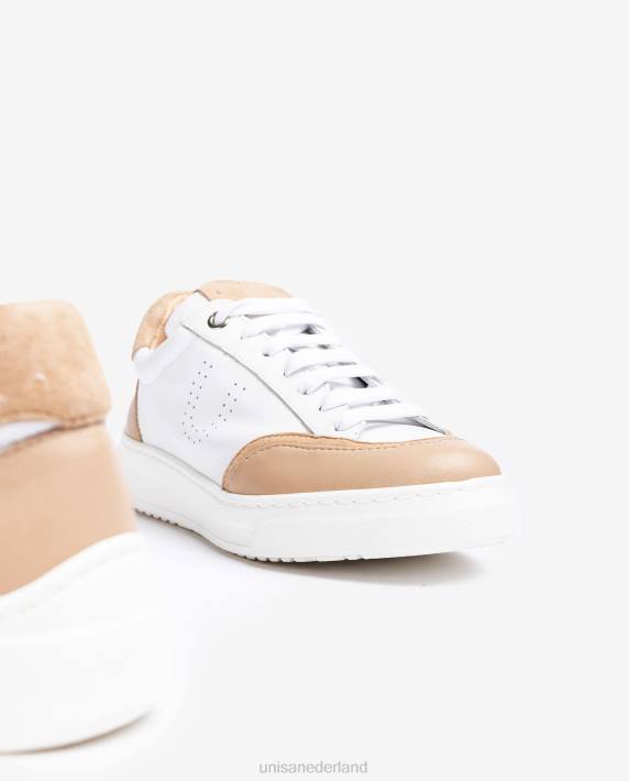 Unisa 02B0649 sneaker met contrasterende teen en hak vrouwen wit
