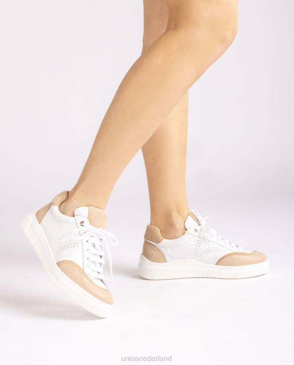 Unisa 02B0649 sneaker met contrasterende teen en hak vrouwen wit