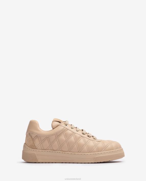 Unisa 02B0650 sneaker met geometrisch stiksel vrouwen beige