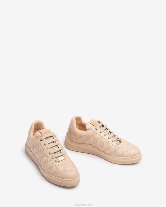 Unisa 02B0650 sneaker met geometrisch stiksel vrouwen beige