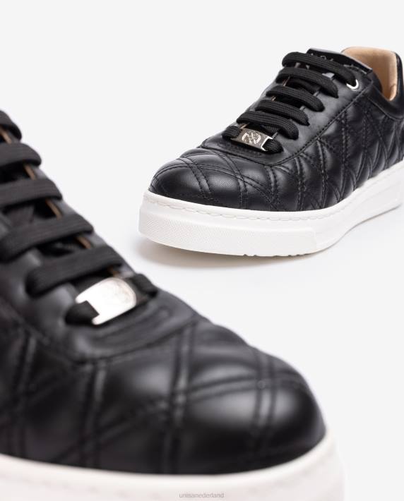 Unisa 02B0654 sneaker met geometrisch stiksel vrouwen zwart