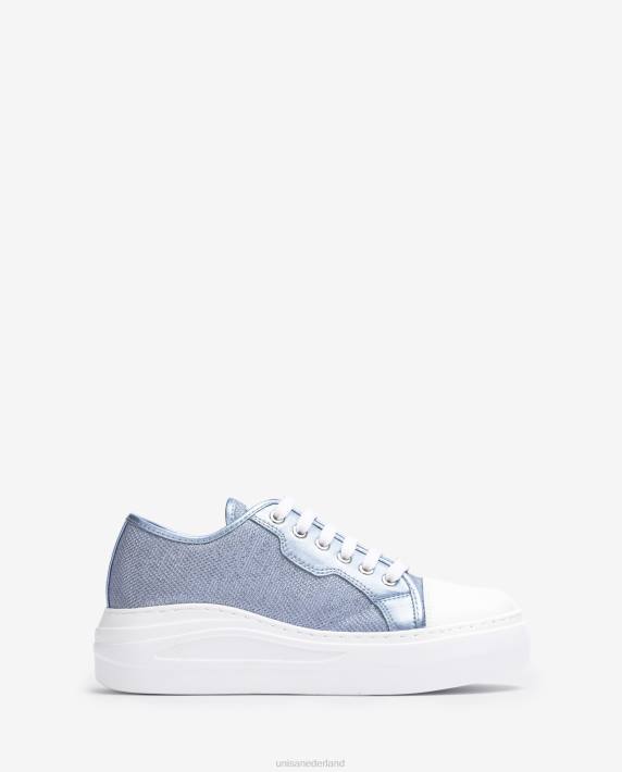 Unisa 02B0655 sneaker van glanzende stof vrouwen blauw