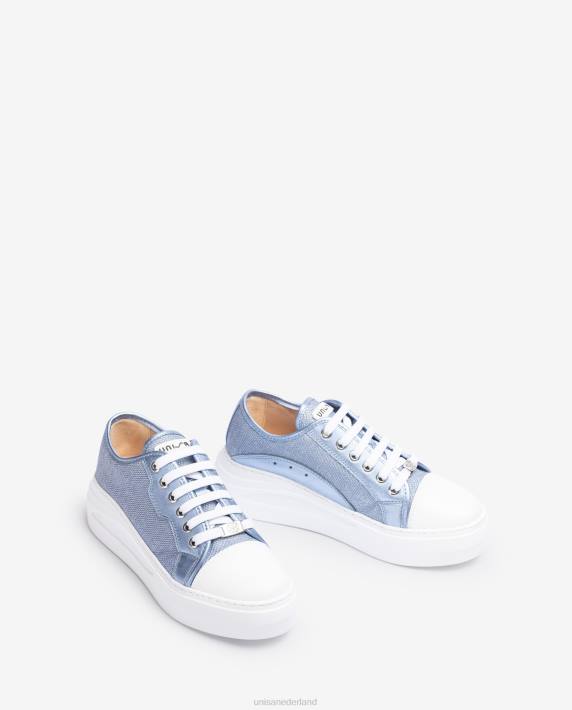 Unisa 02B0655 sneaker van glanzende stof vrouwen blauw
