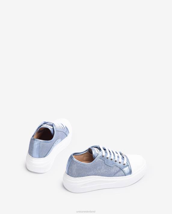 Unisa 02B0655 sneaker van glanzende stof vrouwen blauw