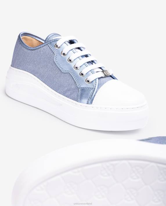 Unisa 02B0655 sneaker van glanzende stof vrouwen blauw