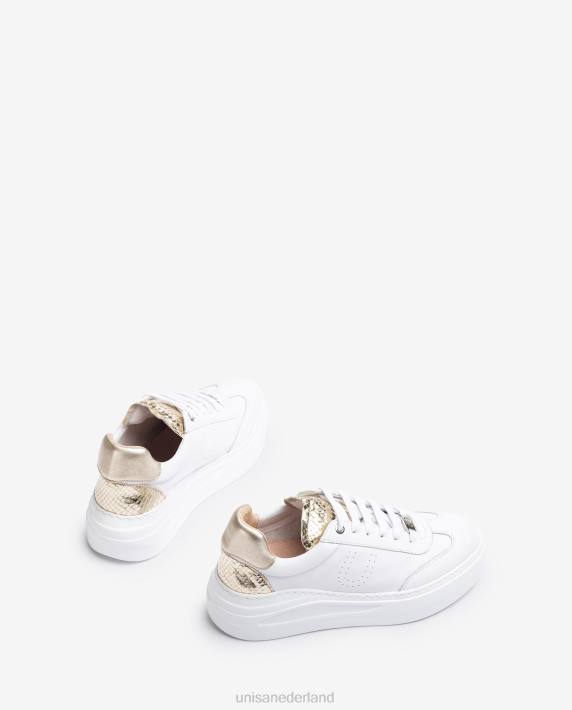 Unisa 02B0664 leren sneaker met een maxi-zool vrouwen wit