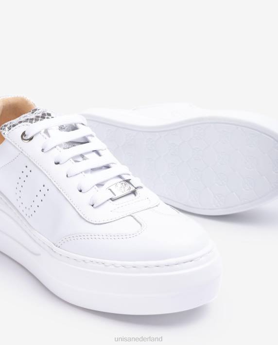 Unisa 02B0665 leren sneaker met een maxi-zool vrouwen wit