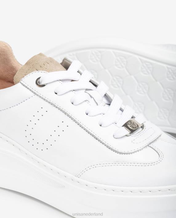 Unisa 02B0673 leren sneaker met een maxi-zool vrouwen wit