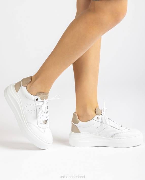 Unisa 02B0673 leren sneaker met een maxi-zool vrouwen wit