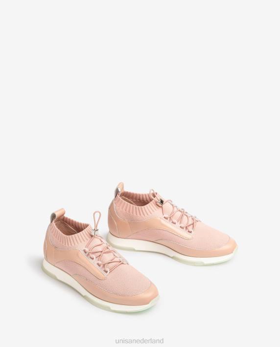 Unisa 02B0676 bijpassende kleur leer en stoffen sneaker vrouwen roze
