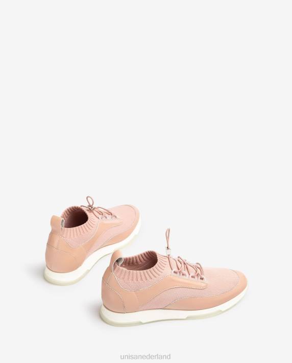 Unisa 02B0676 bijpassende kleur leer en stoffen sneaker vrouwen roze