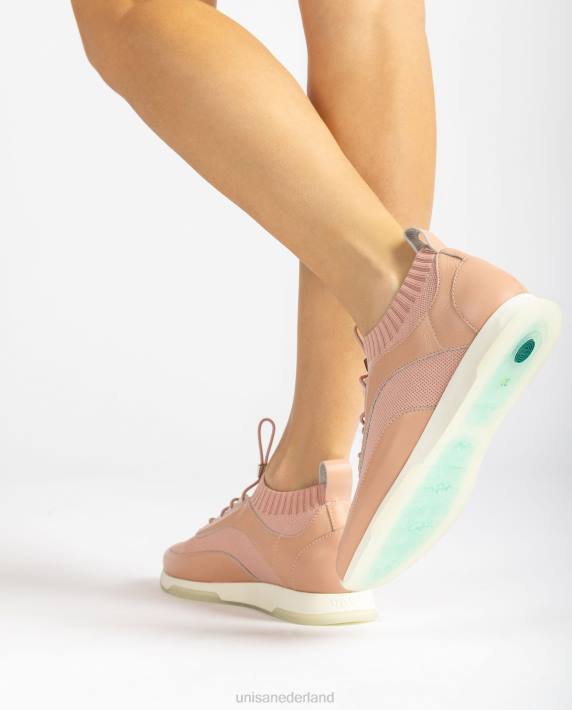 Unisa 02B0676 bijpassende kleur leer en stoffen sneaker vrouwen roze