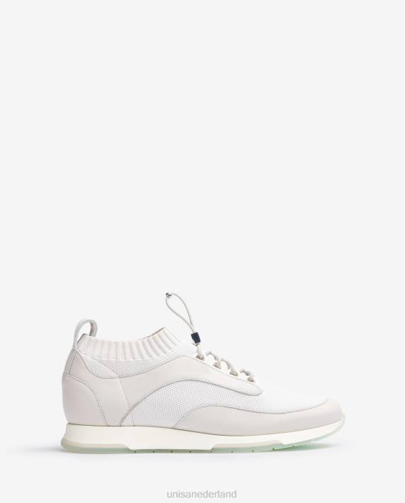 Unisa 02B0677 bijpassende kleur leer en stoffen sneaker vrouwen wit