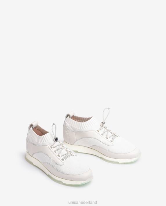 Unisa 02B0677 bijpassende kleur leer en stoffen sneaker vrouwen wit