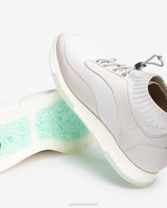 Unisa 02B0677 bijpassende kleur leer en stoffen sneaker vrouwen wit