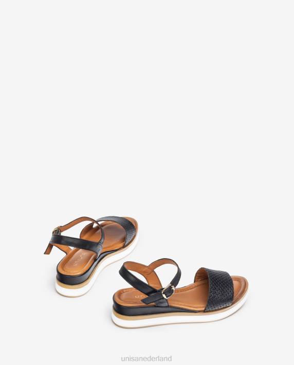 Unisa 02B0138 sandaal met sportieve sleehak vrouwen zwart