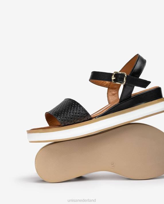 Unisa 02B0138 sandaal met sportieve sleehak vrouwen zwart