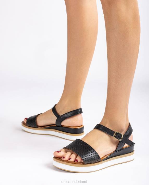 Unisa 02B0138 sandaal met sportieve sleehak vrouwen zwart