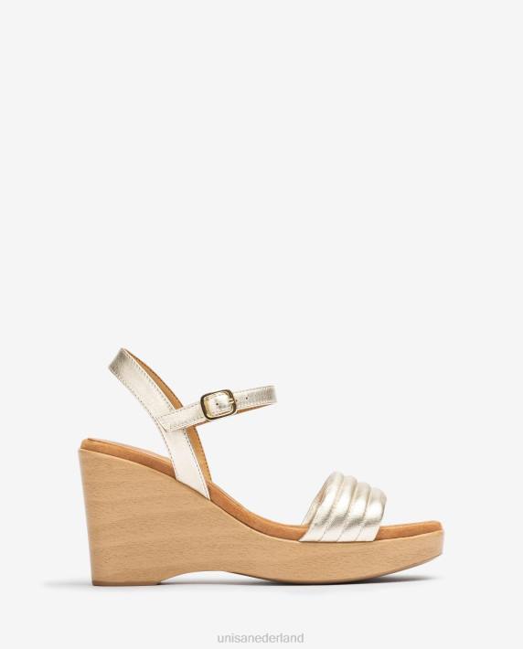 Unisa 02B0243 sandaal met vierkante neus en sleehak vrouwen goud