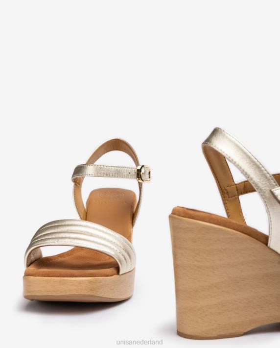 Unisa 02B0243 sandaal met vierkante neus en sleehak vrouwen goud