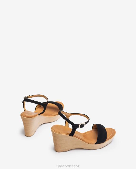Unisa 02B0248 suède sandaal met blok vrouwen zwart