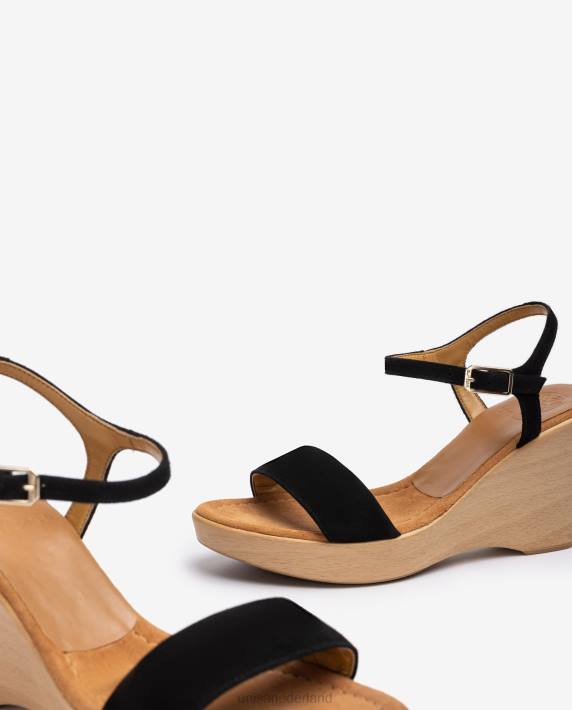 Unisa 02B0248 suède sandaal met blok vrouwen zwart