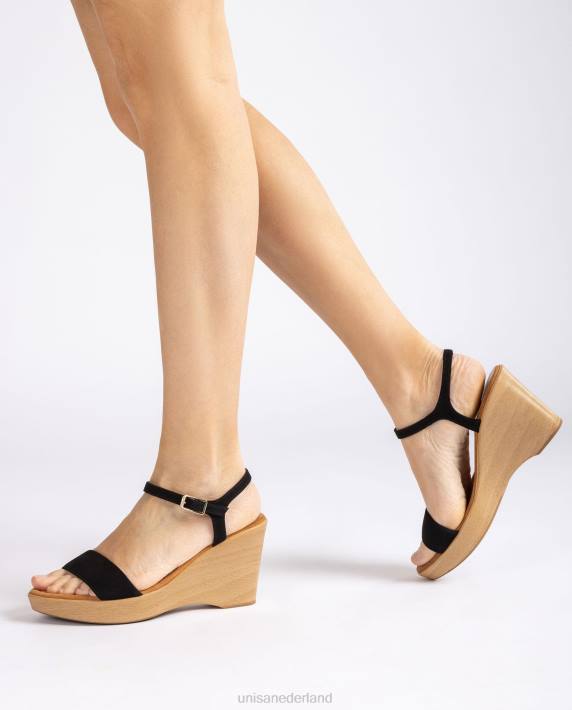 Unisa 02B0248 suède sandaal met blok vrouwen zwart