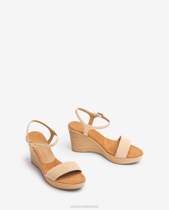 Unisa 02B0251 suède sandaal met blok vrouwen beige