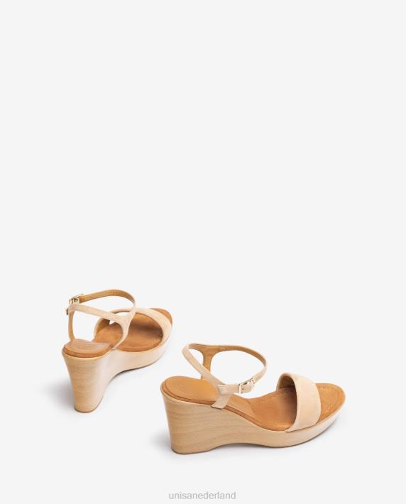 Unisa 02B0251 suède sandaal met blok vrouwen beige