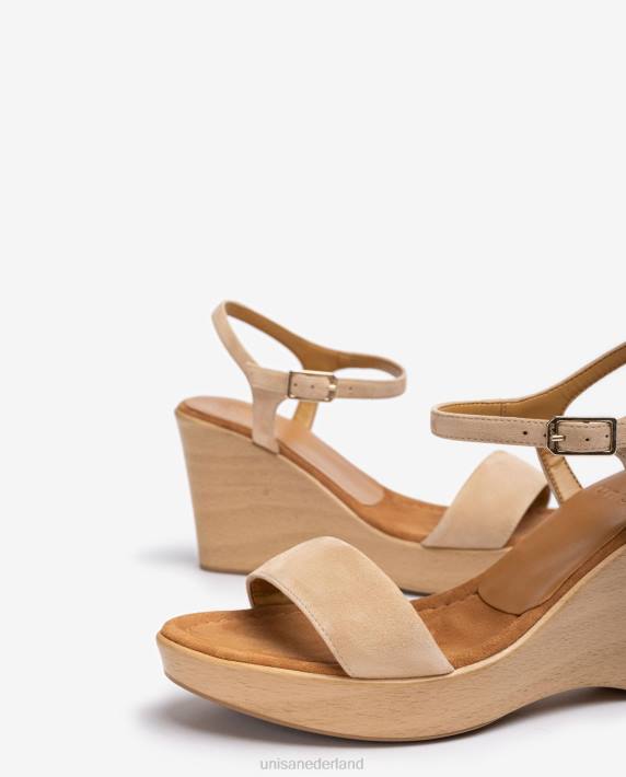 Unisa 02B0251 suède sandaal met blok vrouwen beige