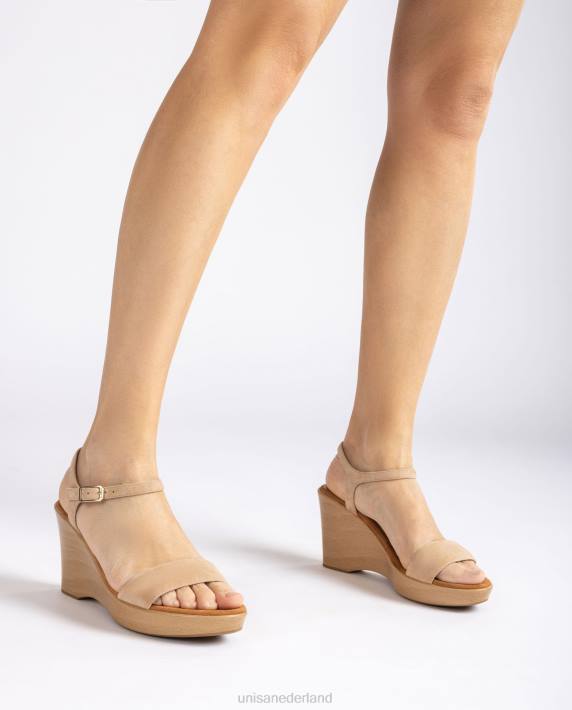 Unisa 02B0251 suède sandaal met blok vrouwen beige