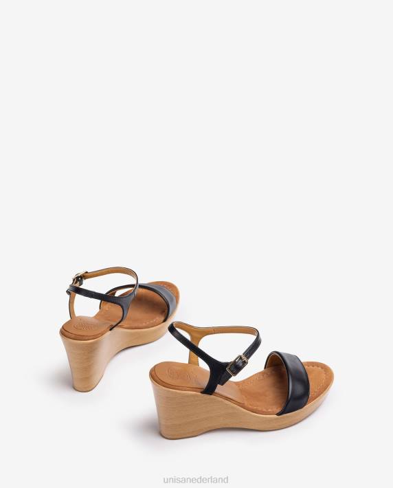 Unisa 02B0253 leren sandaal met blok vrouwen zwart