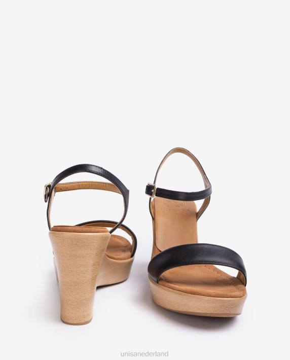 Unisa 02B0253 leren sandaal met blok vrouwen zwart