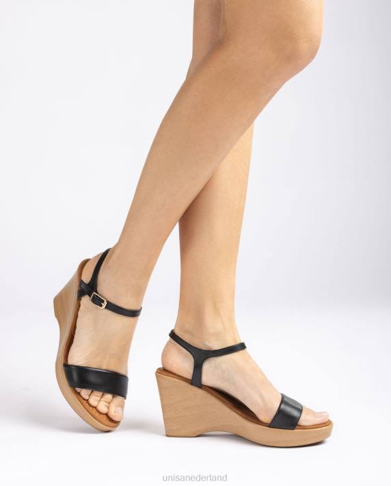 Unisa 02B0253 leren sandaal met blok vrouwen zwart