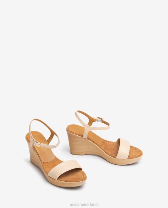 Unisa 02B0255 leren sandaal met blok vrouwen beige