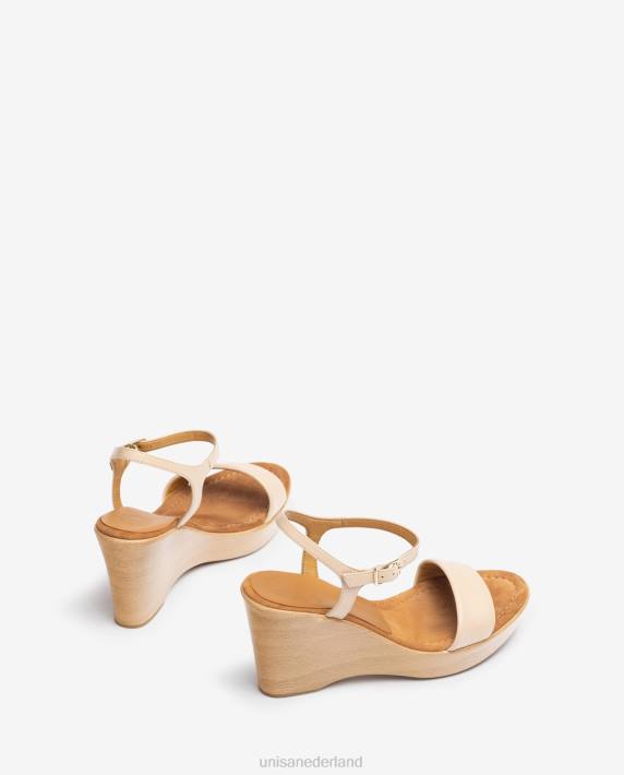 Unisa 02B0255 leren sandaal met blok vrouwen beige