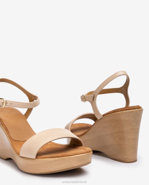Unisa 02B0255 leren sandaal met blok vrouwen beige