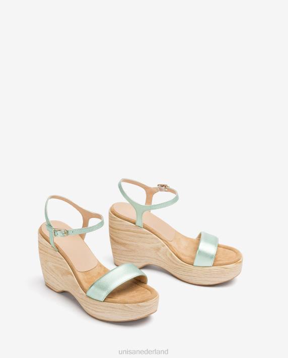 Unisa 02B0280 metallic effect sandaal met blok vrouwen blauw