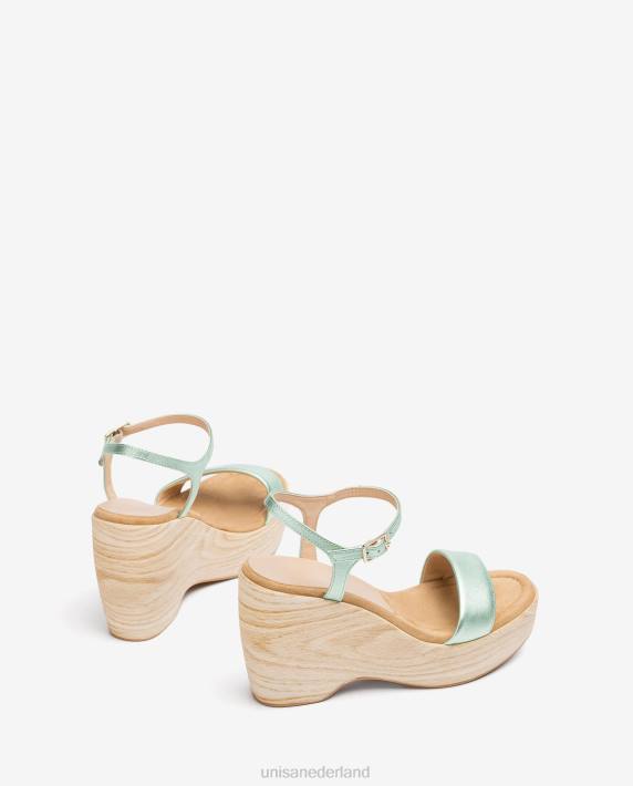 Unisa 02B0280 metallic effect sandaal met blok vrouwen blauw